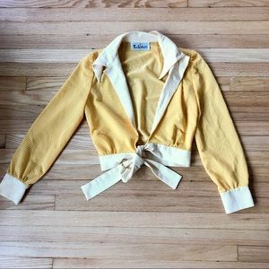 Super cute vintage yellow top with polka dots